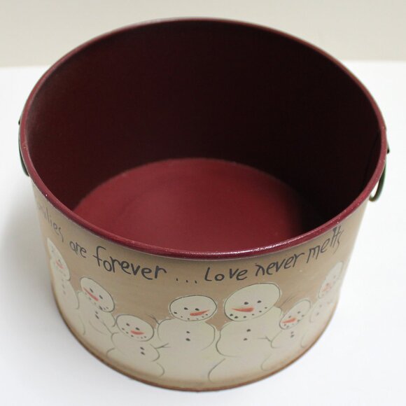 Snow People Families Are Forever . . Love Never Melts Round Tin + Circle Handles - Picture 6 of 12